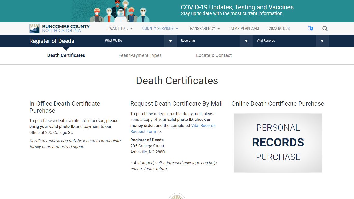 Death Certificates - Buncombe County, North Carolina