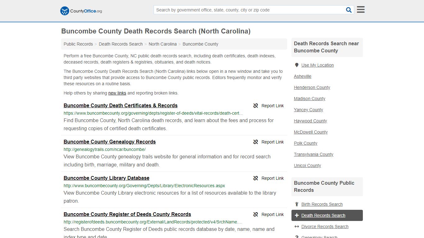 Death Records Search - Buncombe County, NC (Death ...